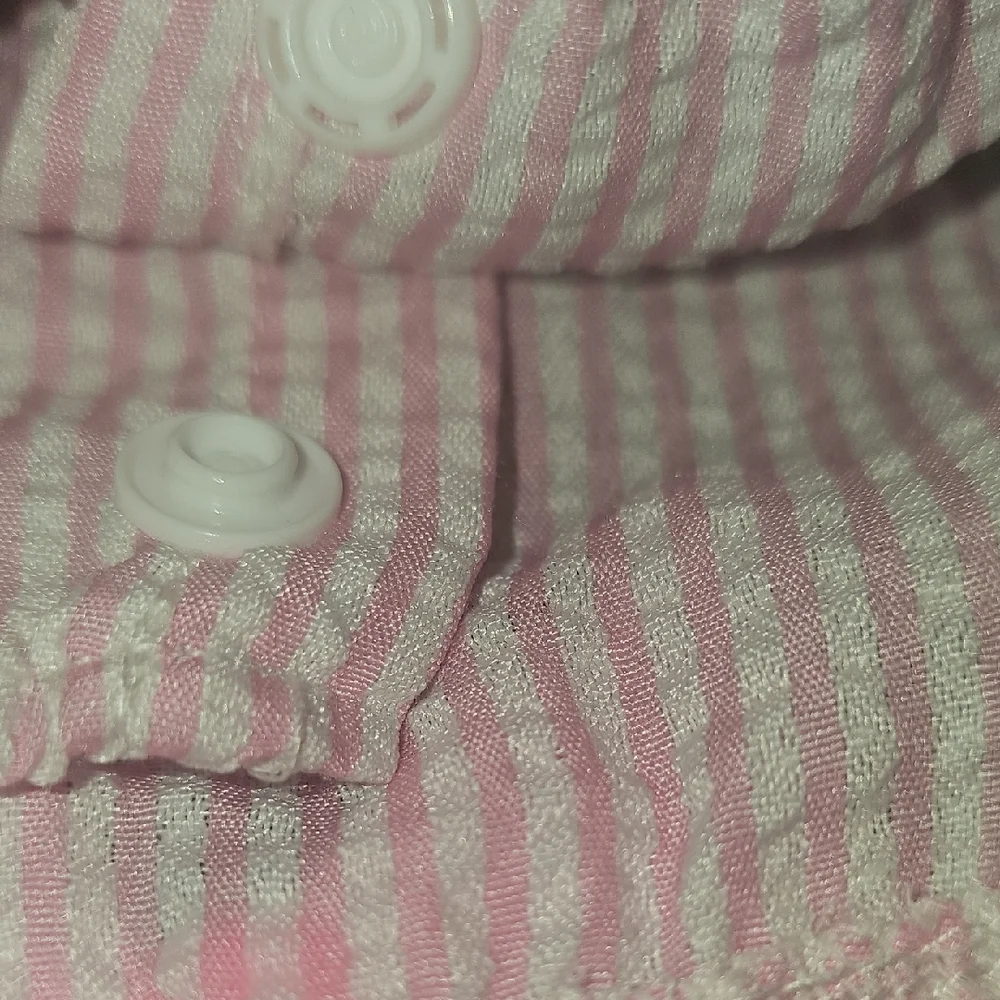 Pink Striped Dog Dress with Pearl Detail Bow Size Small